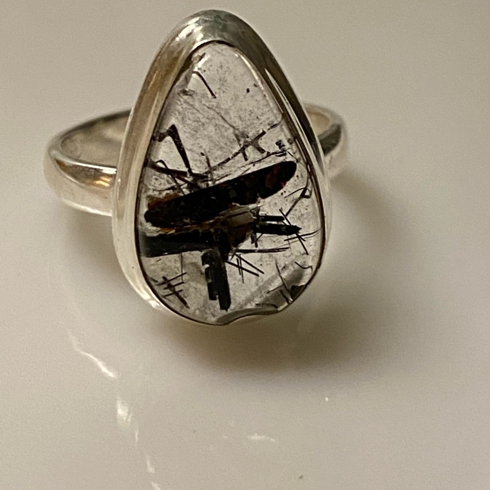 925 Strrling Silver Rutilated Quartz size 6